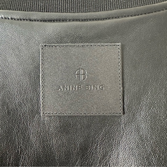 ANINE BING LEON BOMBER Black Recycled Leather SZ XS - Picture 10 of 11